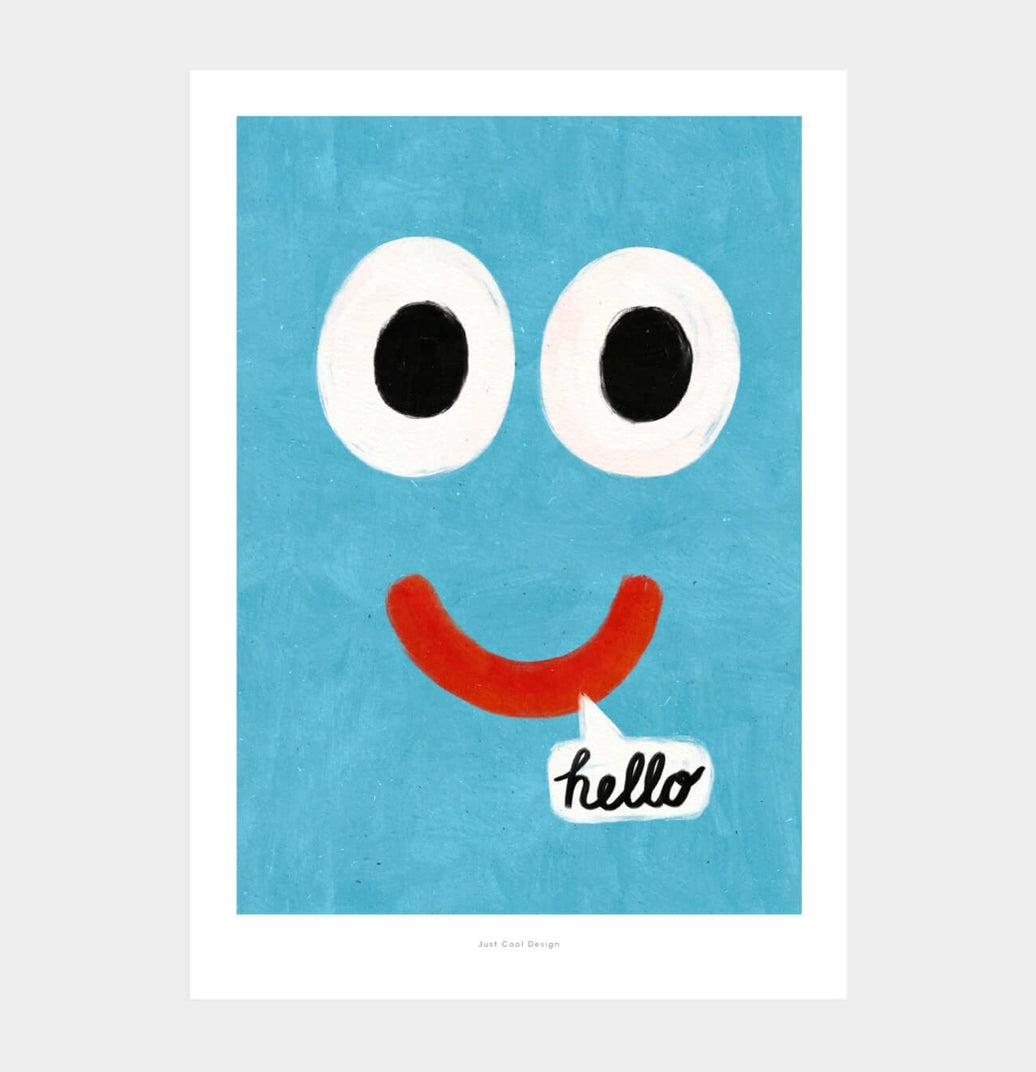 Hello Smiley Wall Art Print