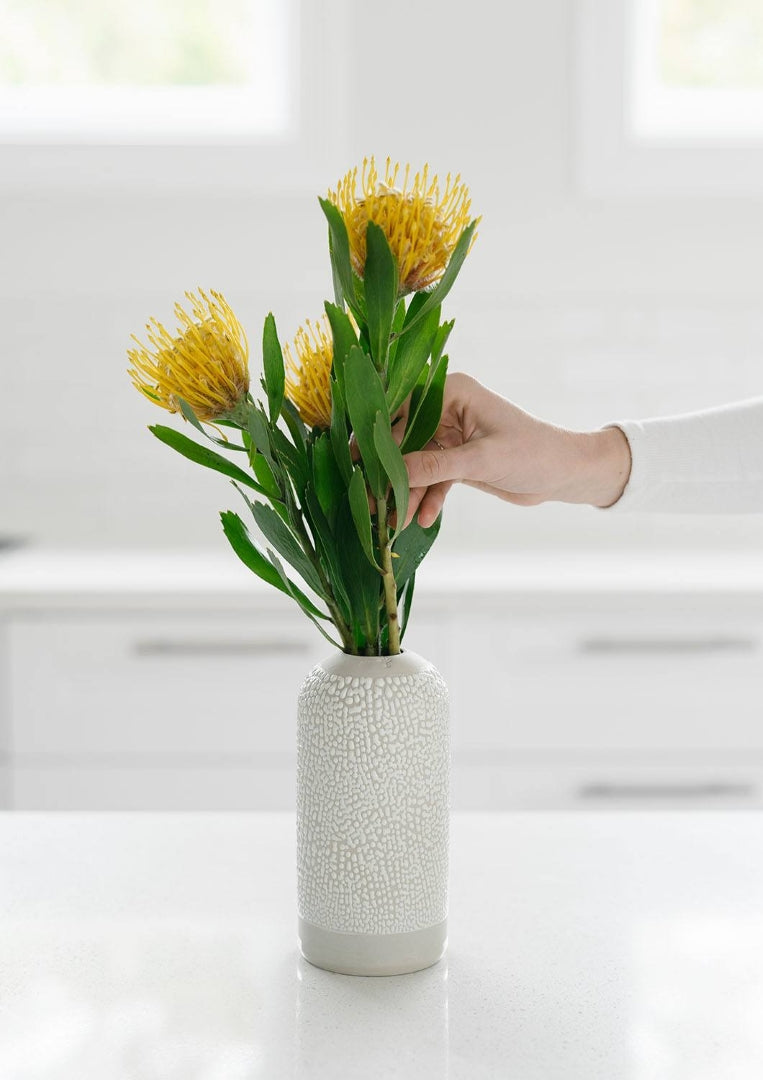 White-Water Bead Bud Vase - Tall