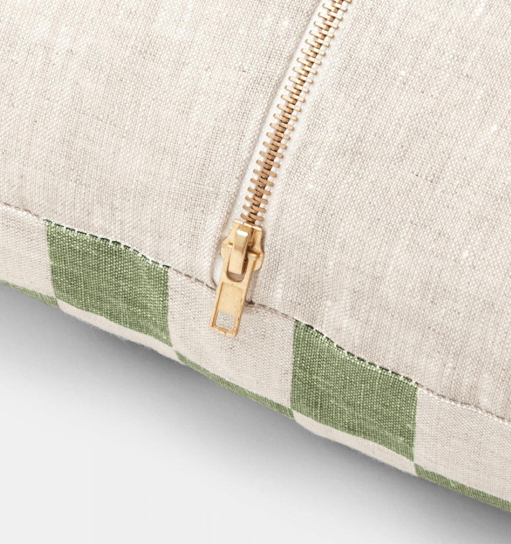 Check Sage Square Cushion