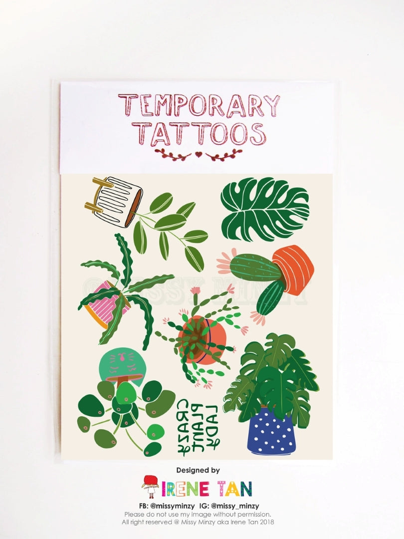Temporary Tattoos - Crazy Plant Lady