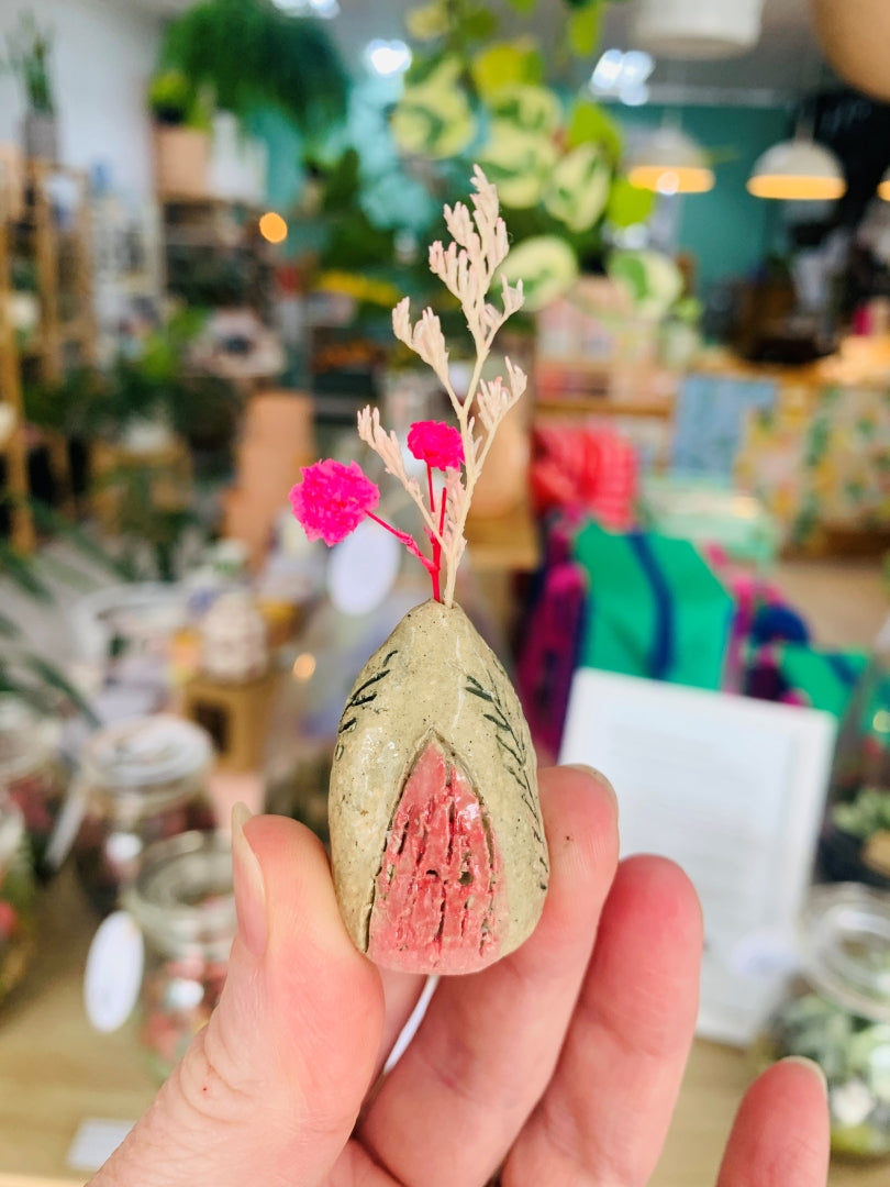Mini Ceramic Fairy House - Pink