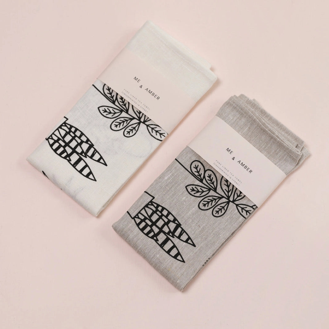 image Pot Plants Tea Towel - Natural Linen