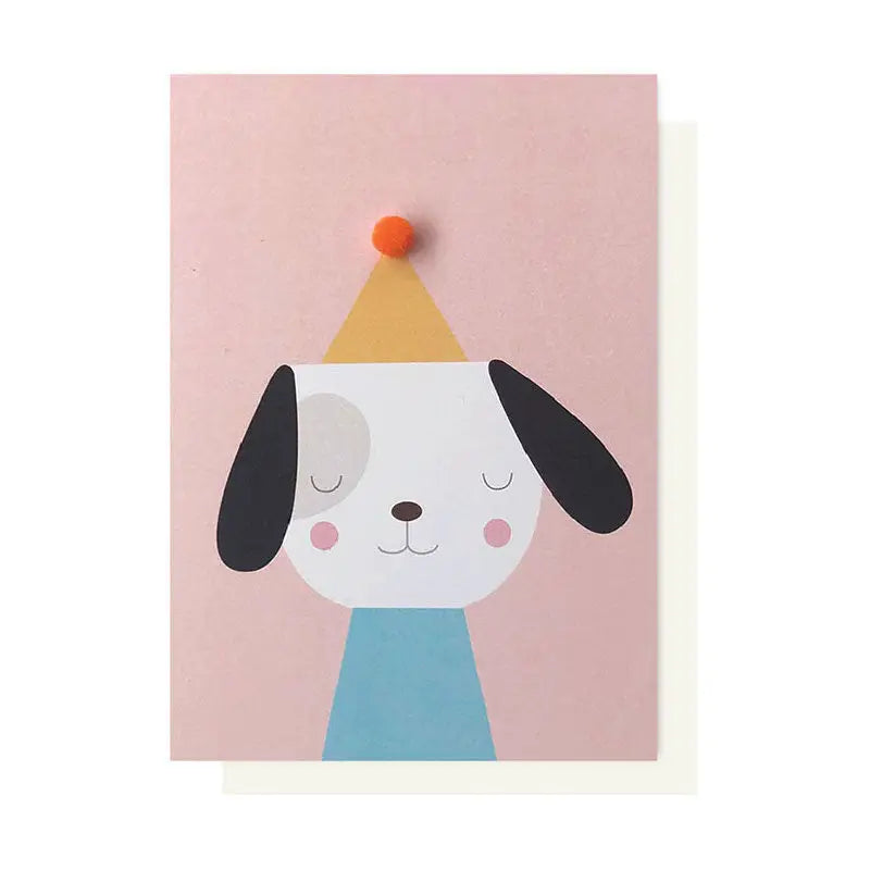 Party Dog Pom Pom Greeting Card