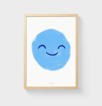 Blue Happy Face - A4 Wall Art Print