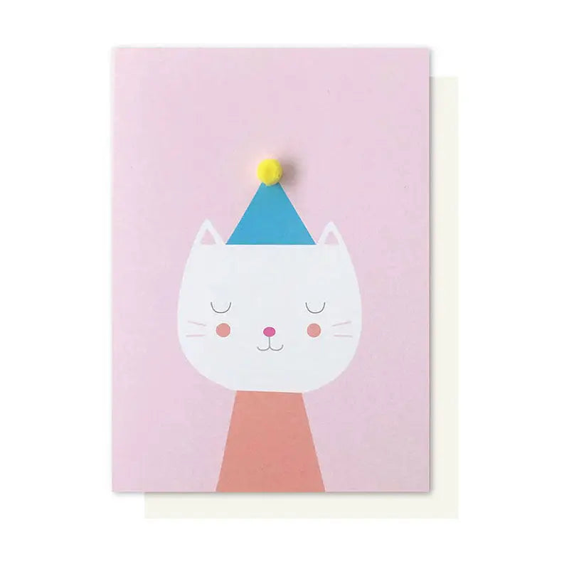 Party Cat Pom Pom Greeting Card
