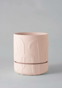 Abstract Relief Plant Pot Thick Line Soft Pink