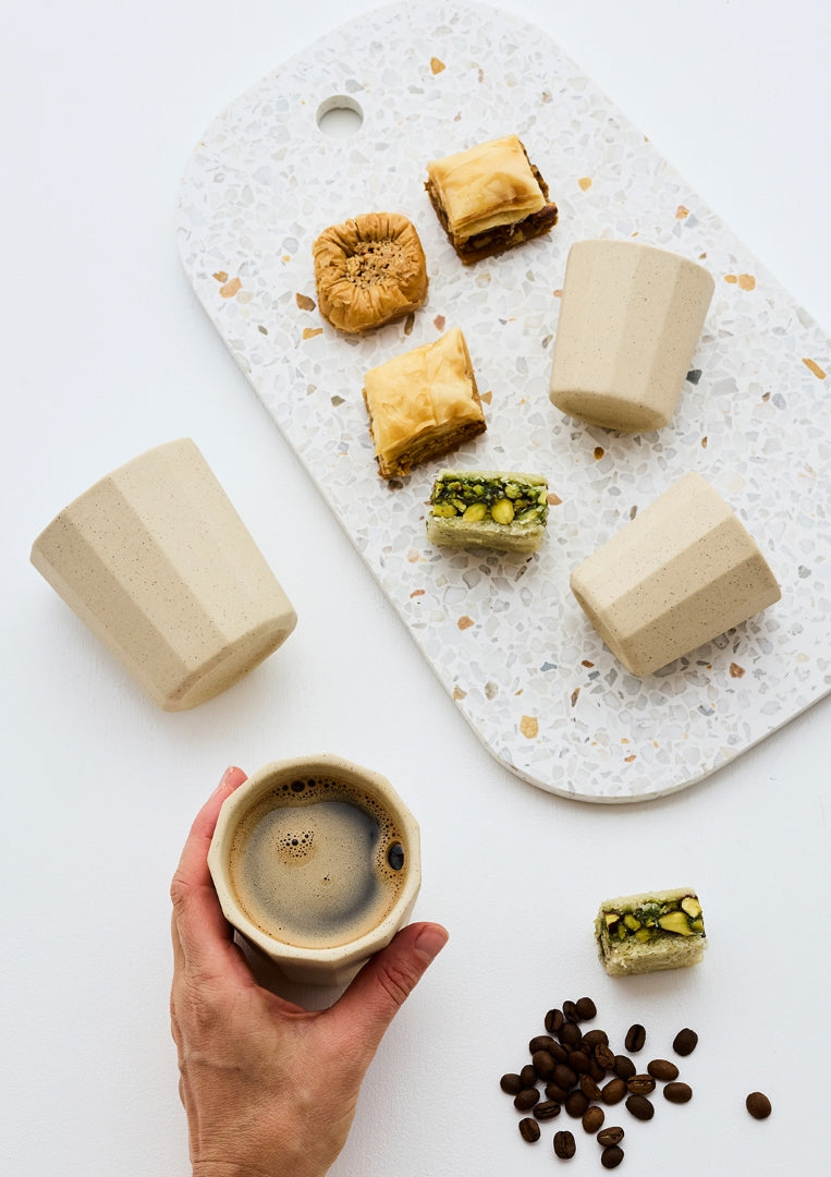 Facet Latte Cups Clay Speckle