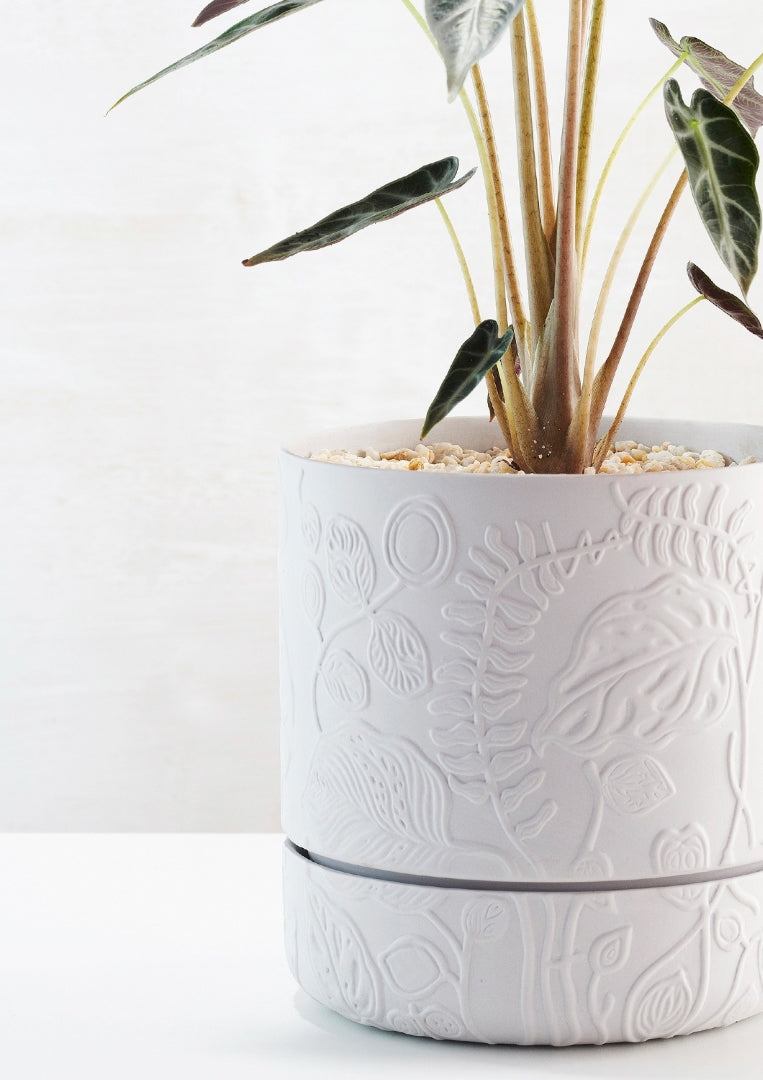 Folia Relief Plant Pots Grey