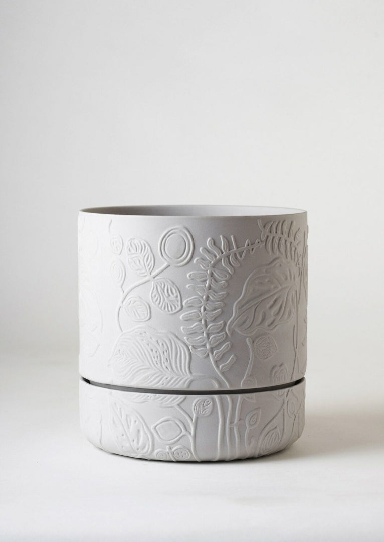 Folia Relief Plant Pots Grey