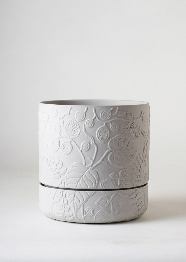 Folia Relief Plant Pots Grey