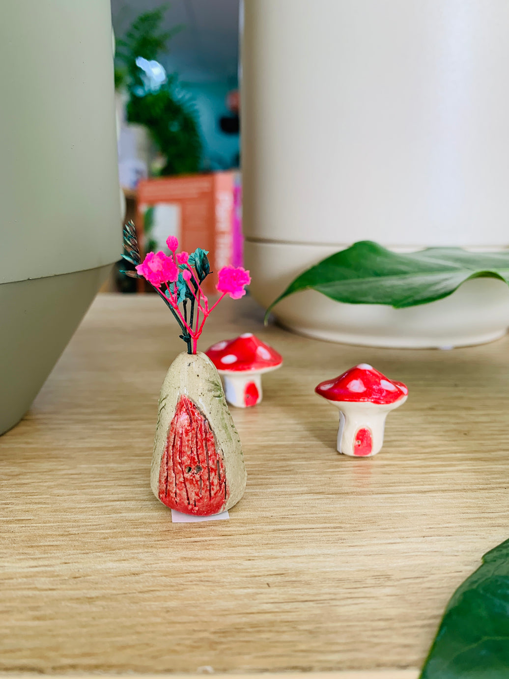 Mini Ceramic Fairy House - Red