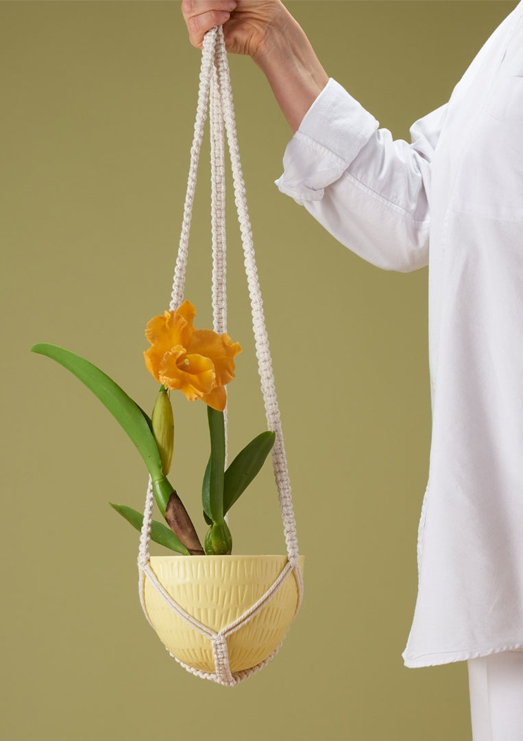 Macrame Hanging Planter Small Yellow