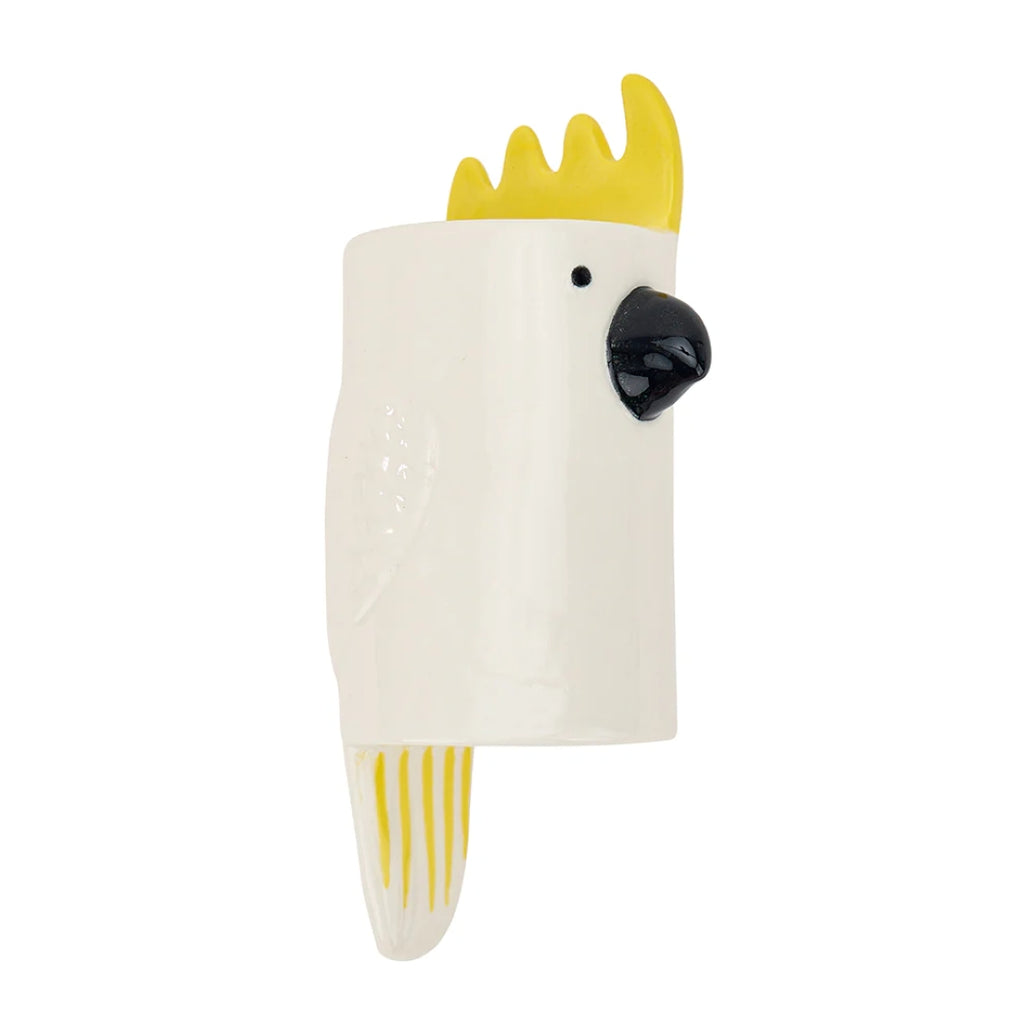 White Cockatoo Ceramic Wall Vase