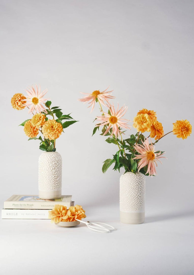 White-Water Bead Bud Vase - Tall
