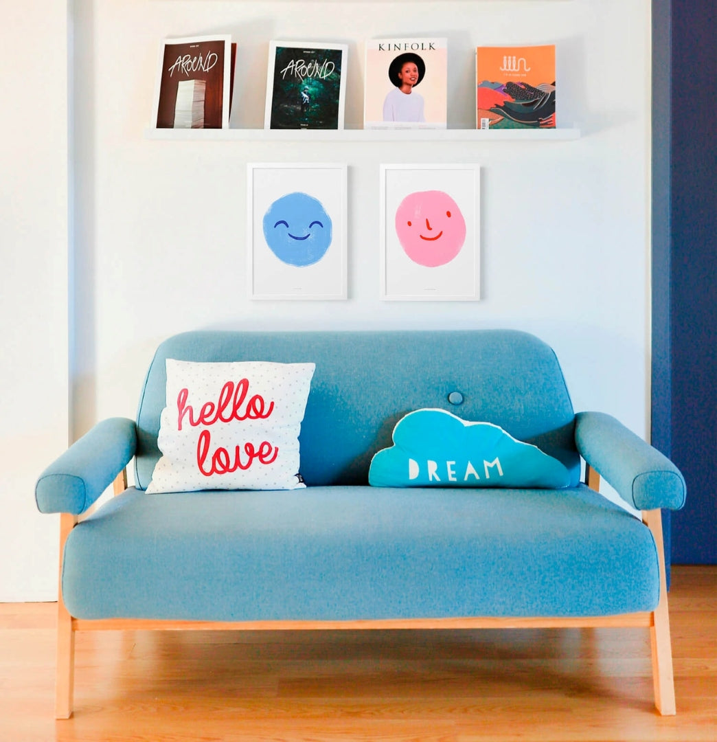 Blue Happy Face - A4 Wall Art Print