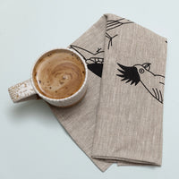 Birds Tea Towel Natural Linen