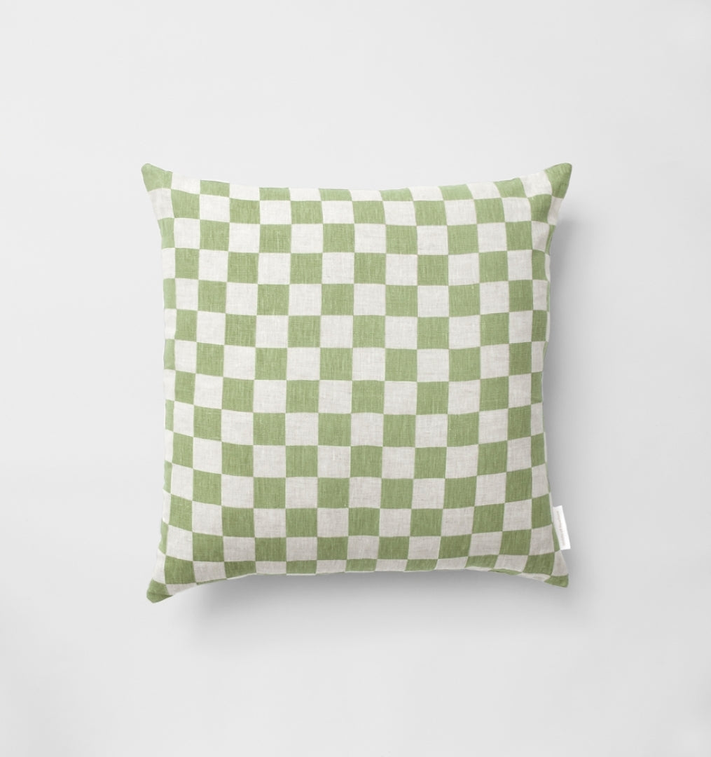 Check Sage Square Cushion