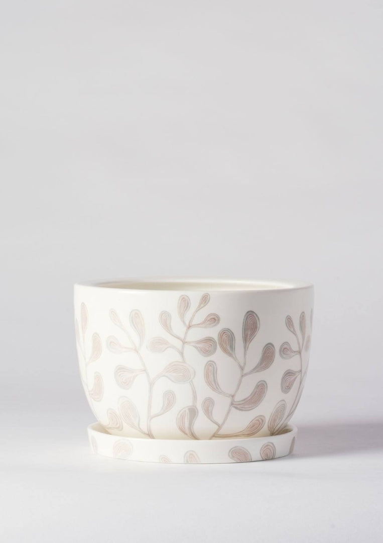 Decorative Plant Pot - Blush Leaves