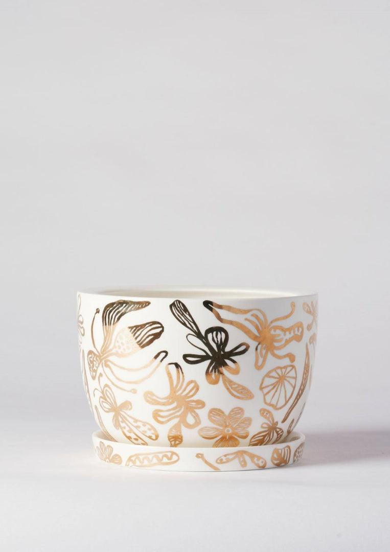 Decorative Plant Pot - Gold Garden