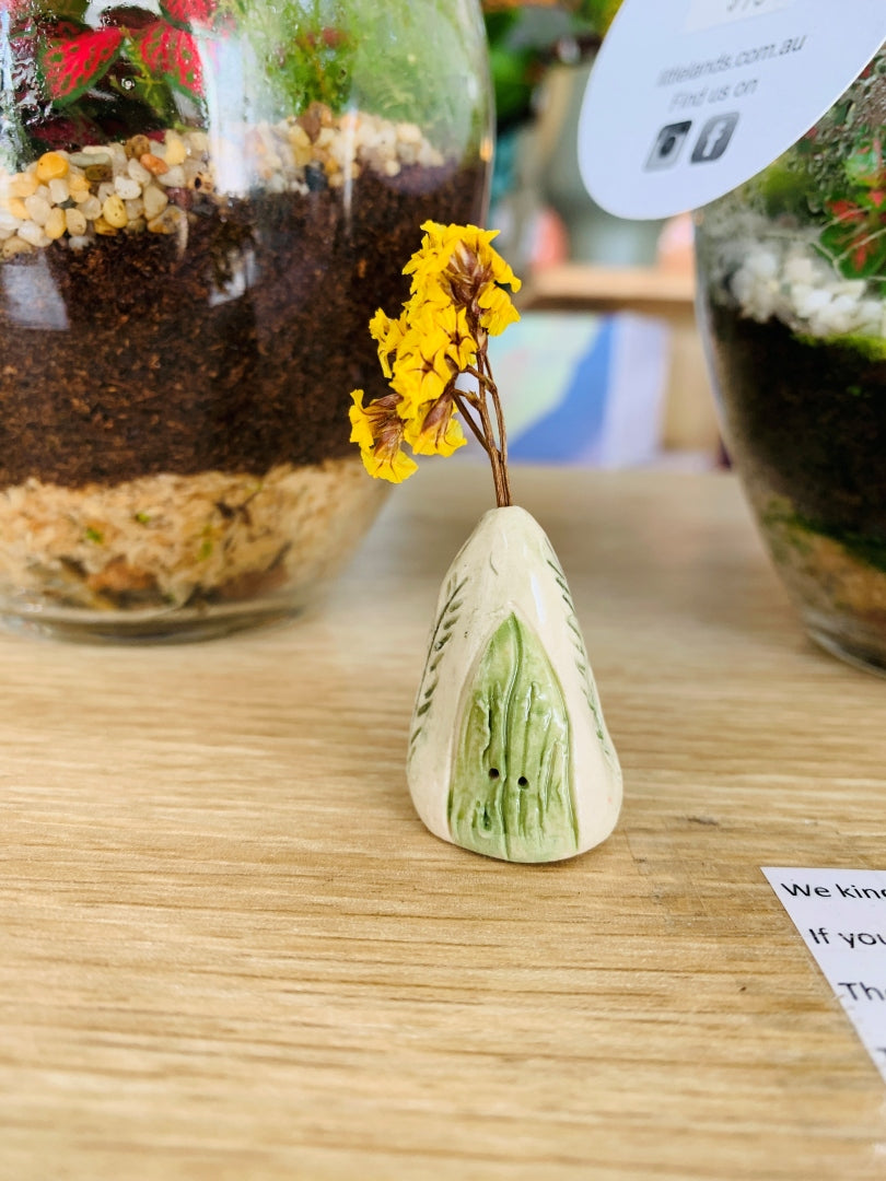 Mini Ceramic Fairy House - Green