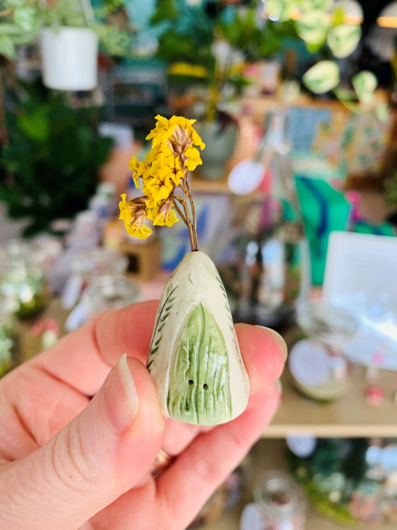 Mini Ceramic Fairy House - Green