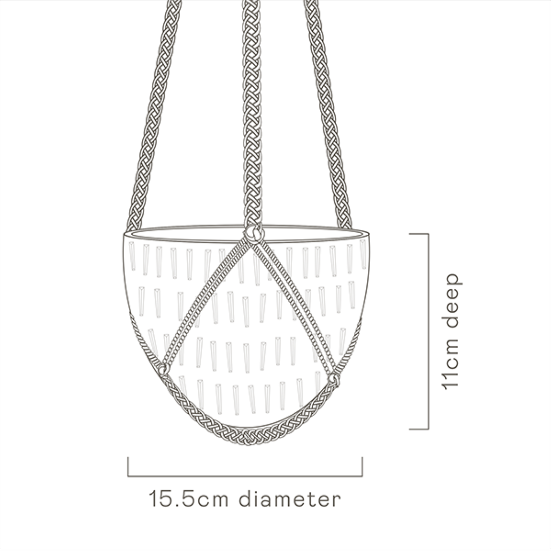 Macrame Hanging Planter Small Grey