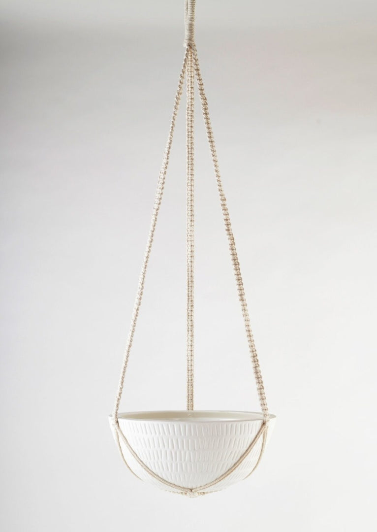 Macrame Hanging Planter Large White