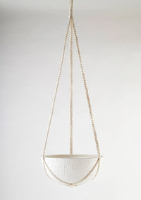 Macrame Hanging Planter Large White