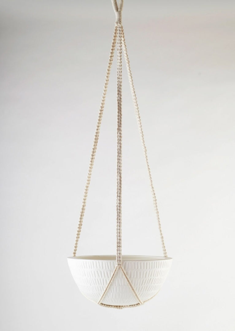Macrame Hanging Planter Large White