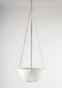 Macrame Hanging Planter Large White