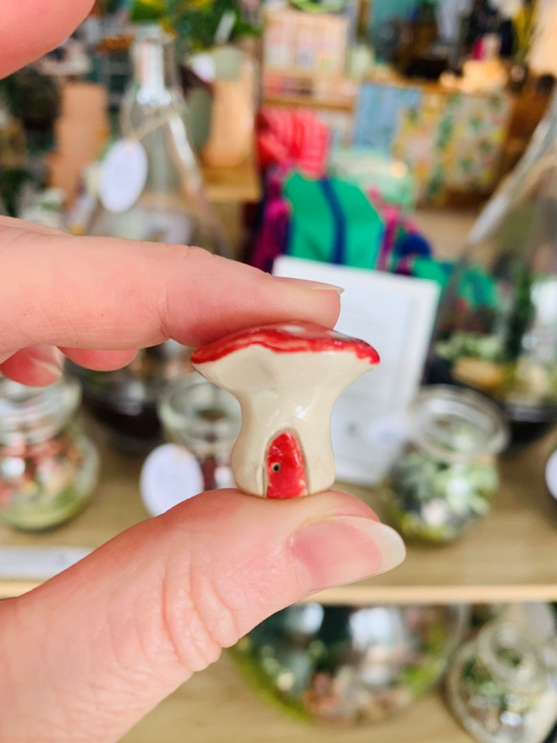 Mini Ceramic Mushroom  - Red