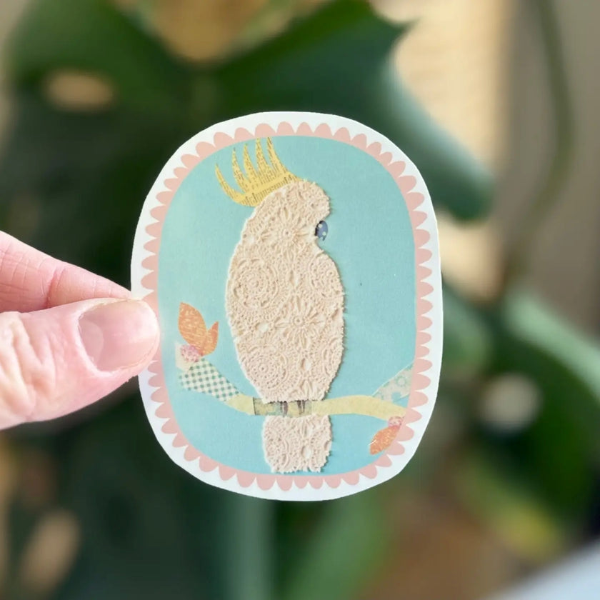 White Cocky Vinyl Sticker | Minty Greenhouse Frankston